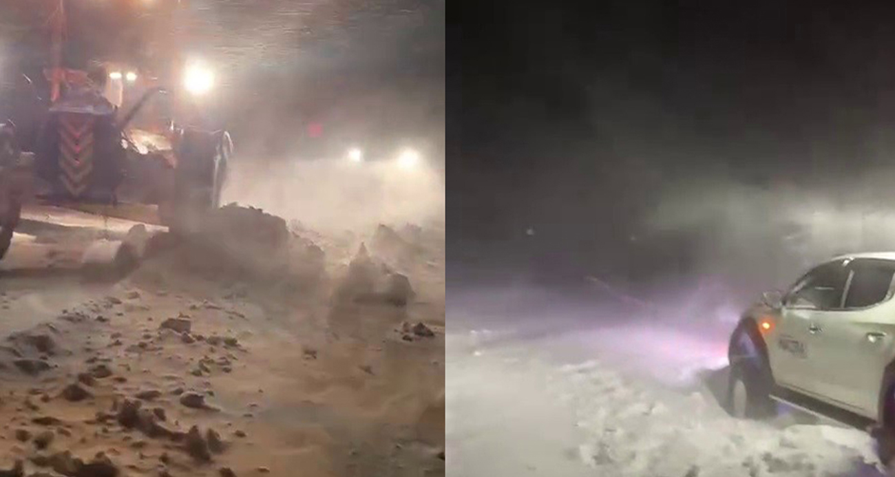 Palandöken geçidinde kar ve tipi nedeniyle mahsur kaldılar