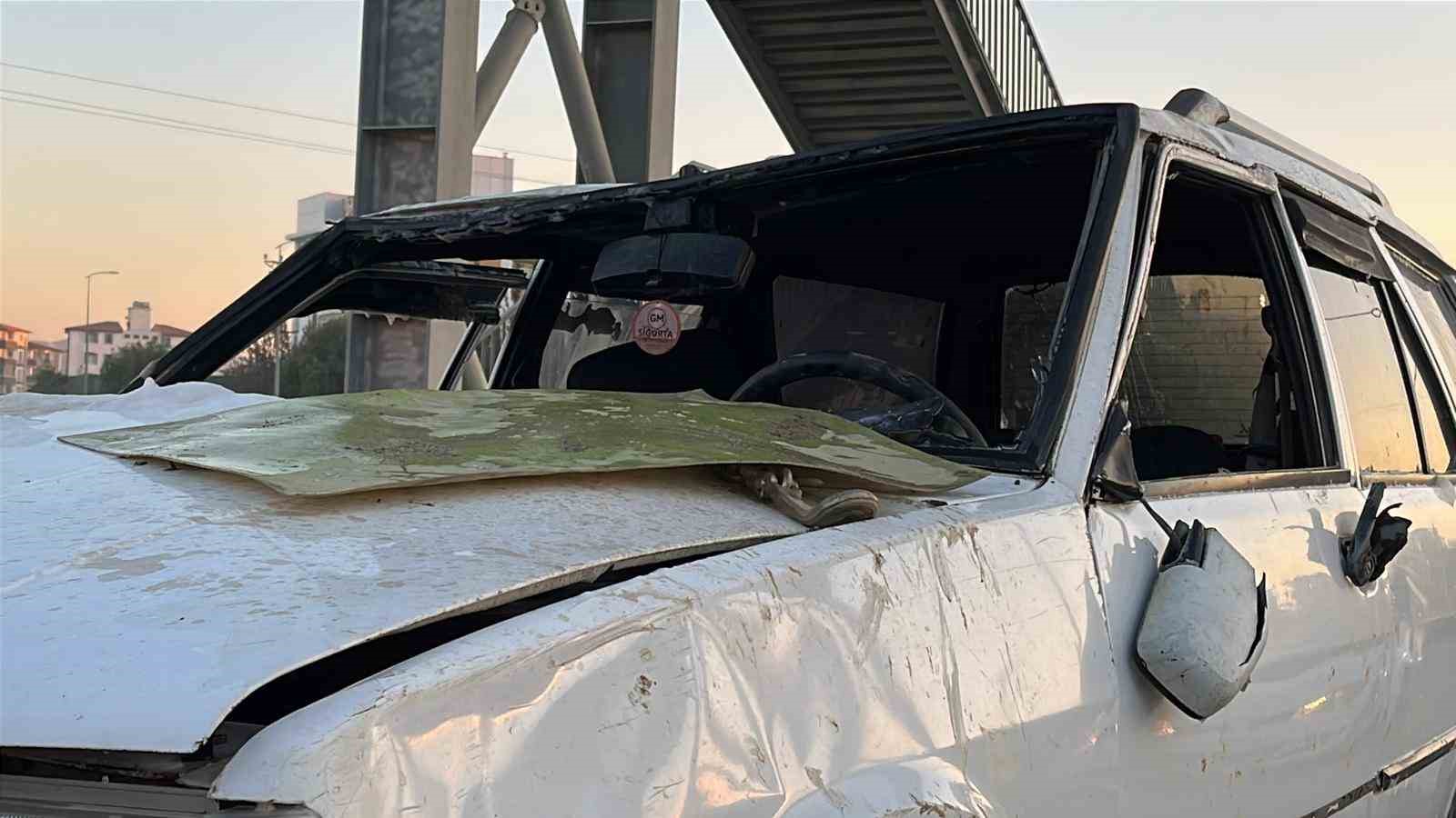 Takla atarak hurdaya dönen Tofaş’ın sürücüsü yaralandı