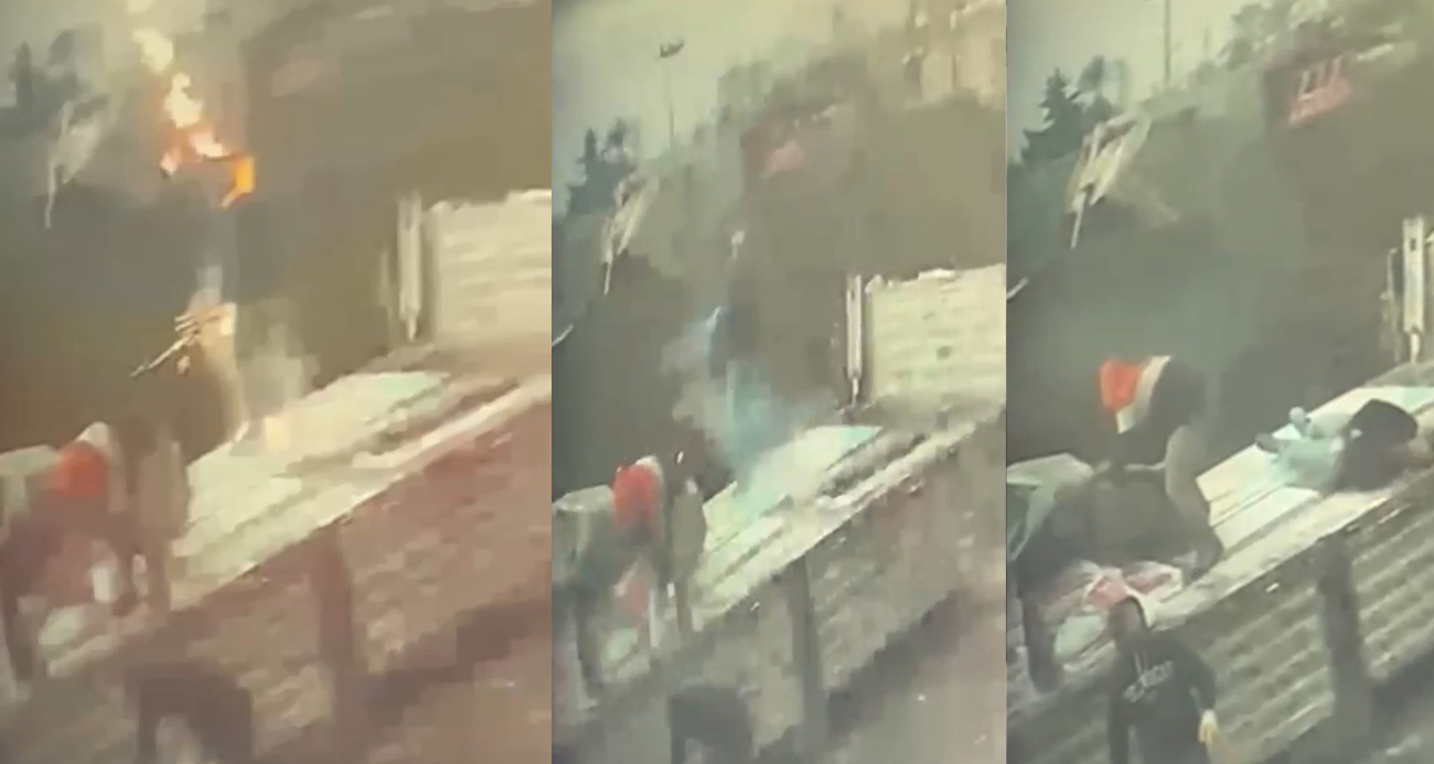 Tırdan yük indiren şahsa yıldırım isabet ettiği anlar kamerada