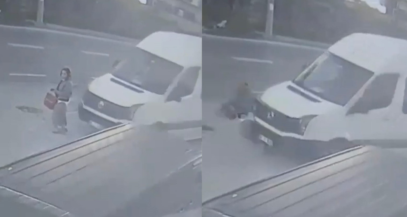 Dolmuş bekleyen kadın minibüsün altında böyle kaldı