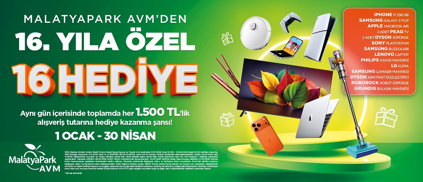 MalatyaPark AVM’den 16. Yıla özel büyük çekiliş kampanyası