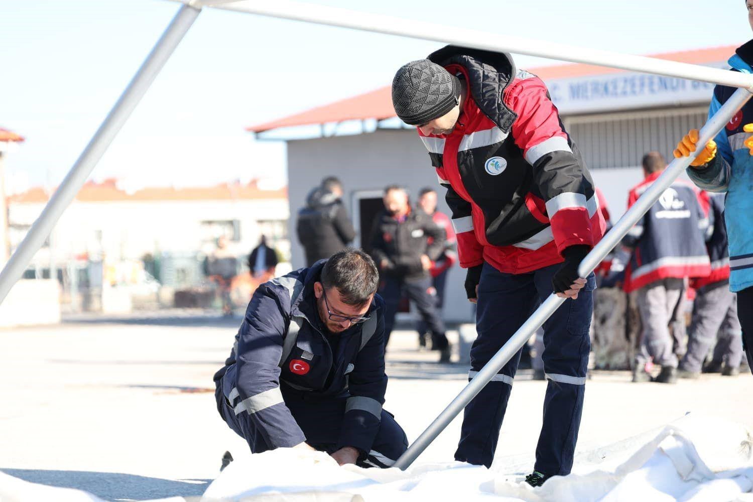 Merkezefendi Belediyesi personeline afet farkındalık ve çadır kurma eğitimi verildi