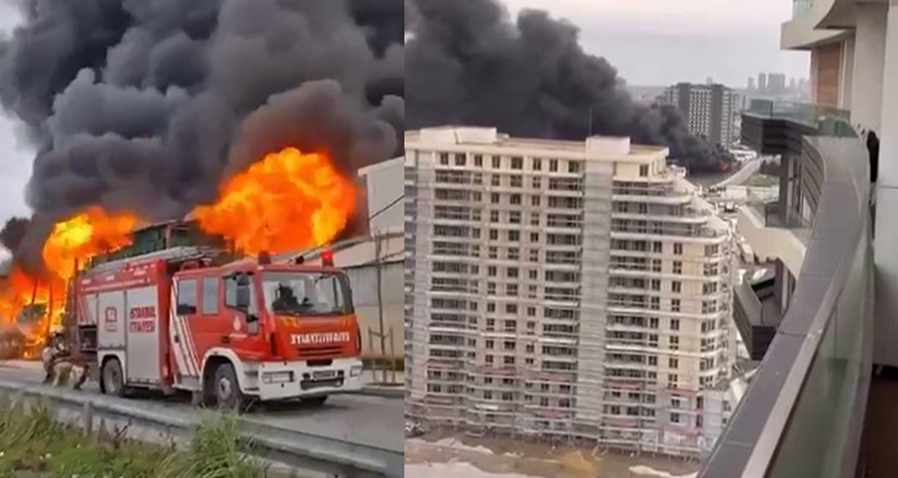 Esenyurt’ta bulunan bir zincir market deposunda yangın çıktı