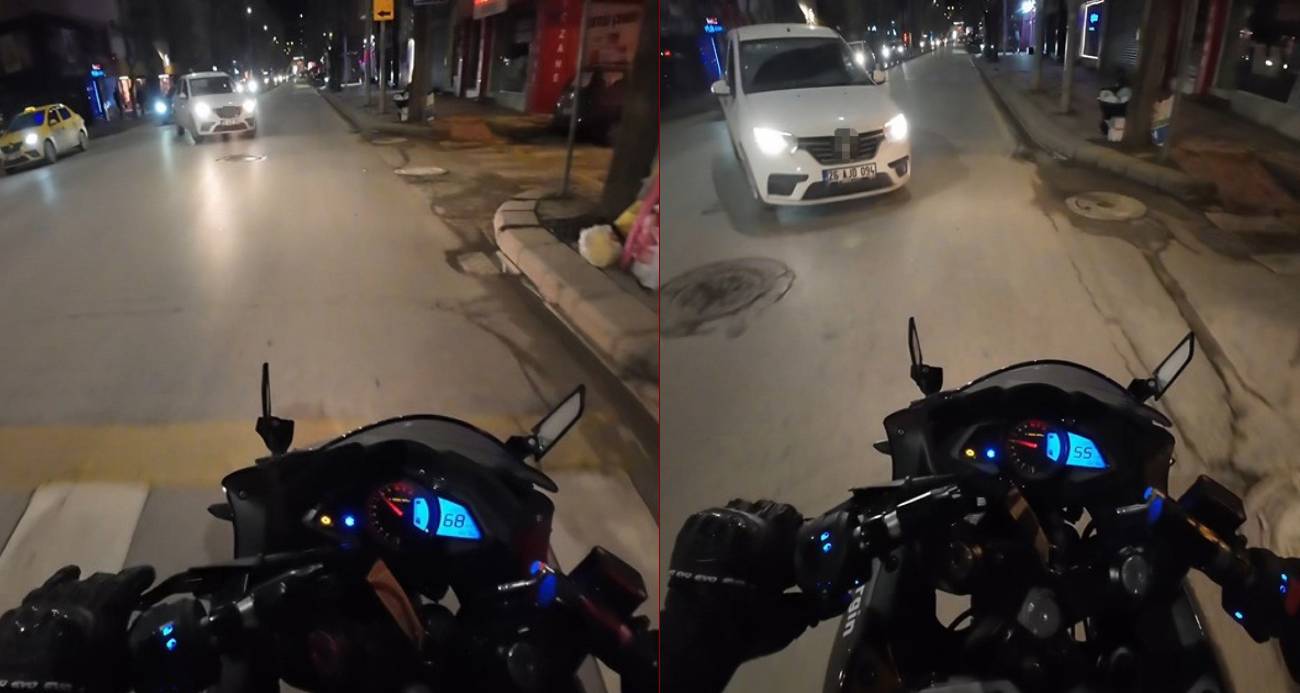 Önüne bir anda çıkan araçtan kıl payı kurtuldu