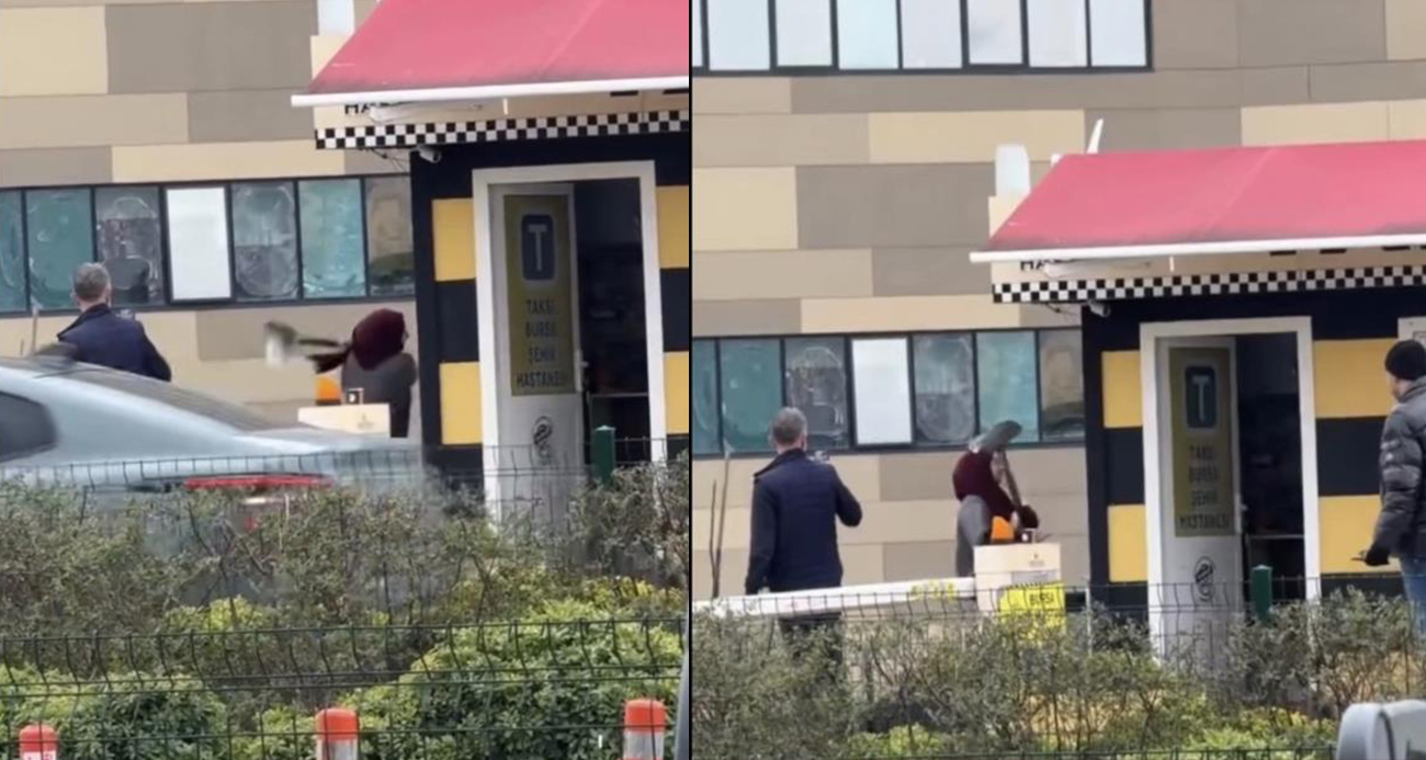 Taksi bulamayınca durağı böyle dağıttı, görenler şoka girdi