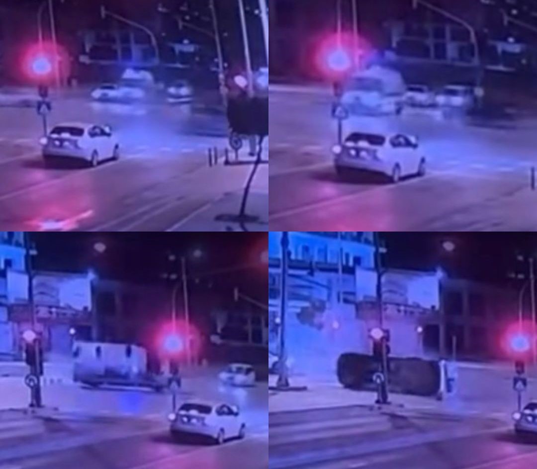 Mersin’deki ambulans kazası güvenlik kamerasına yansıdı