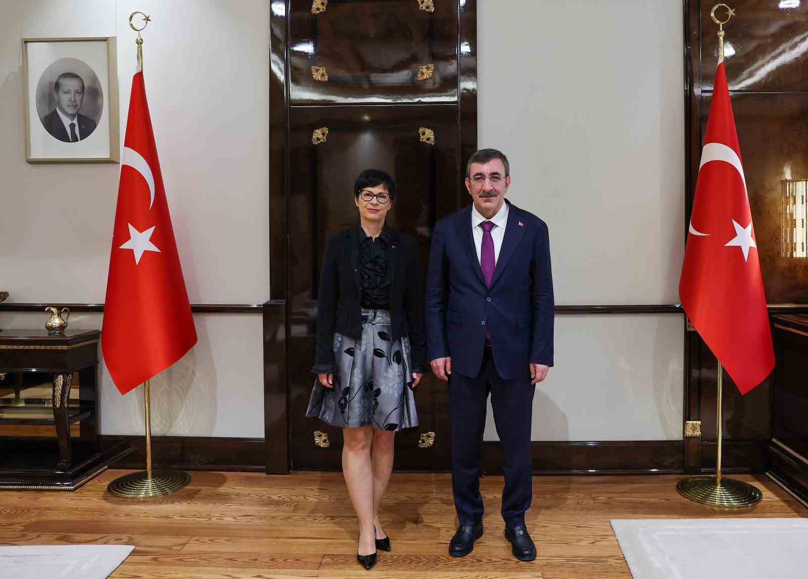 Cumhurbaşkanı Yardımcısı Yılmaz, Avrupa Komisyonu Genişlemeden Sorumlu Komiseri Kos ile görüştü