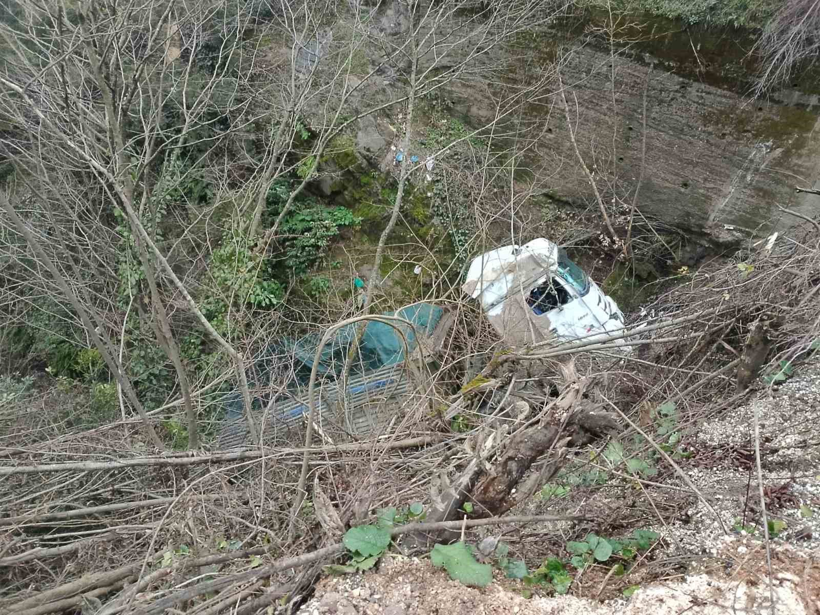 Alaplı’da kamyon şarampole uçtu