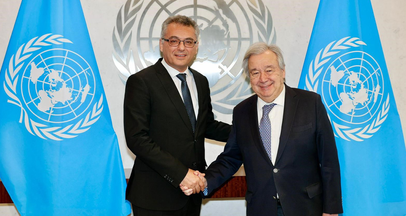 KKTC Cumhurbaşkanı Erhürman, BM Genel Sekreteri Guterres ile bir araya geldi