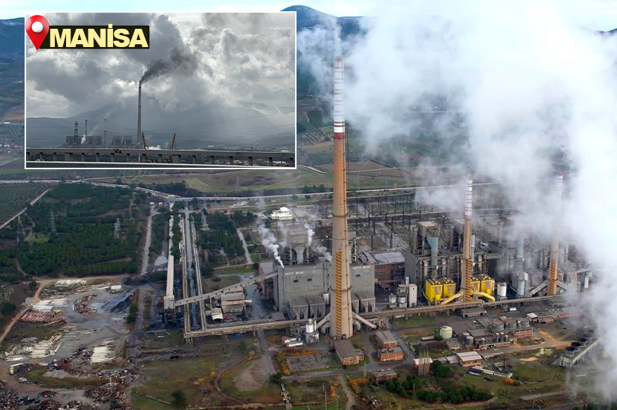 Soma’da, termik santralden yükselen siyah duman kentin soluğunu kesiyor