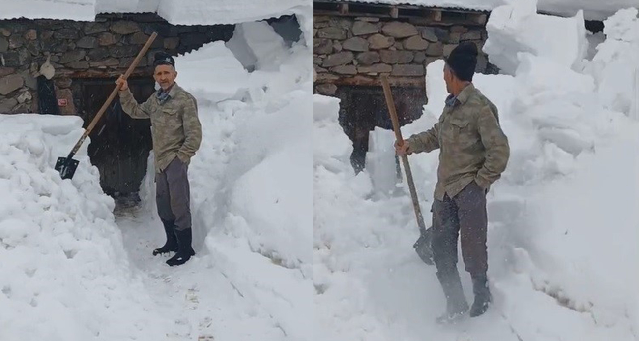 Çatıdan düşen kar kütlesinden saniyelerle kurtuldu