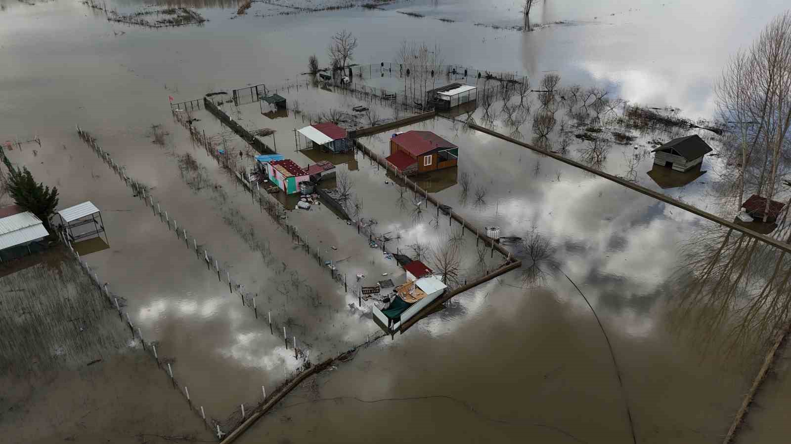 Edirne’de taşkının izleri havadan görüntülendi
