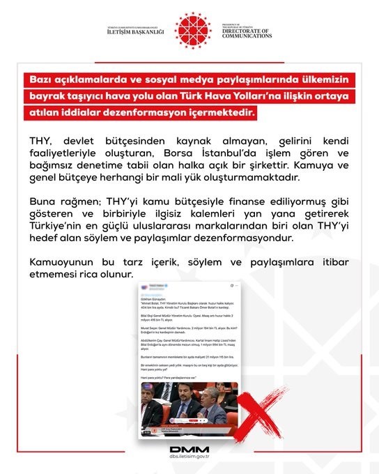 DMM’den THY’ye ilişkin iddialara açıklama
