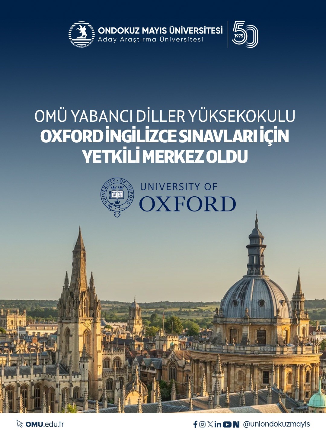 OMÜ Yabancı Diller Yüksekokulu, Oxford İngilizce sınavları için yetkili merkez oldu