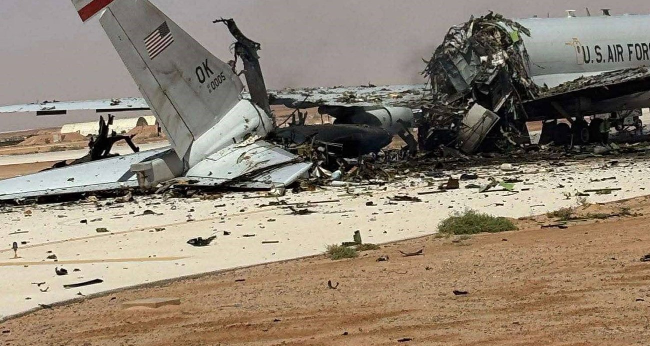 İran'ın Prens Sultan Üssü saldırısında vurulan E-3 Sentry'nin görüntüleri yayımlandı