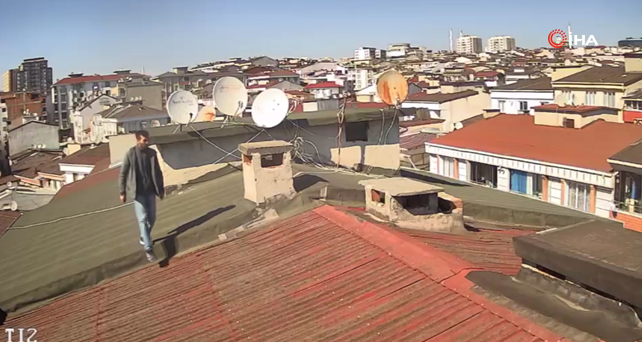 Binaların çatılara çıkan adam asansör parçalarını çaldı