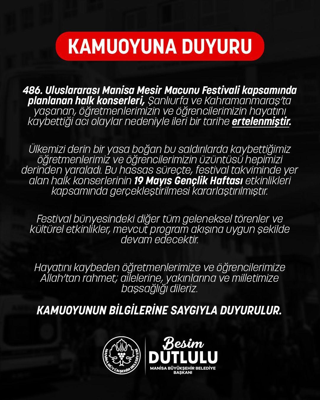 Mesir Festivali konserleri ertelendi