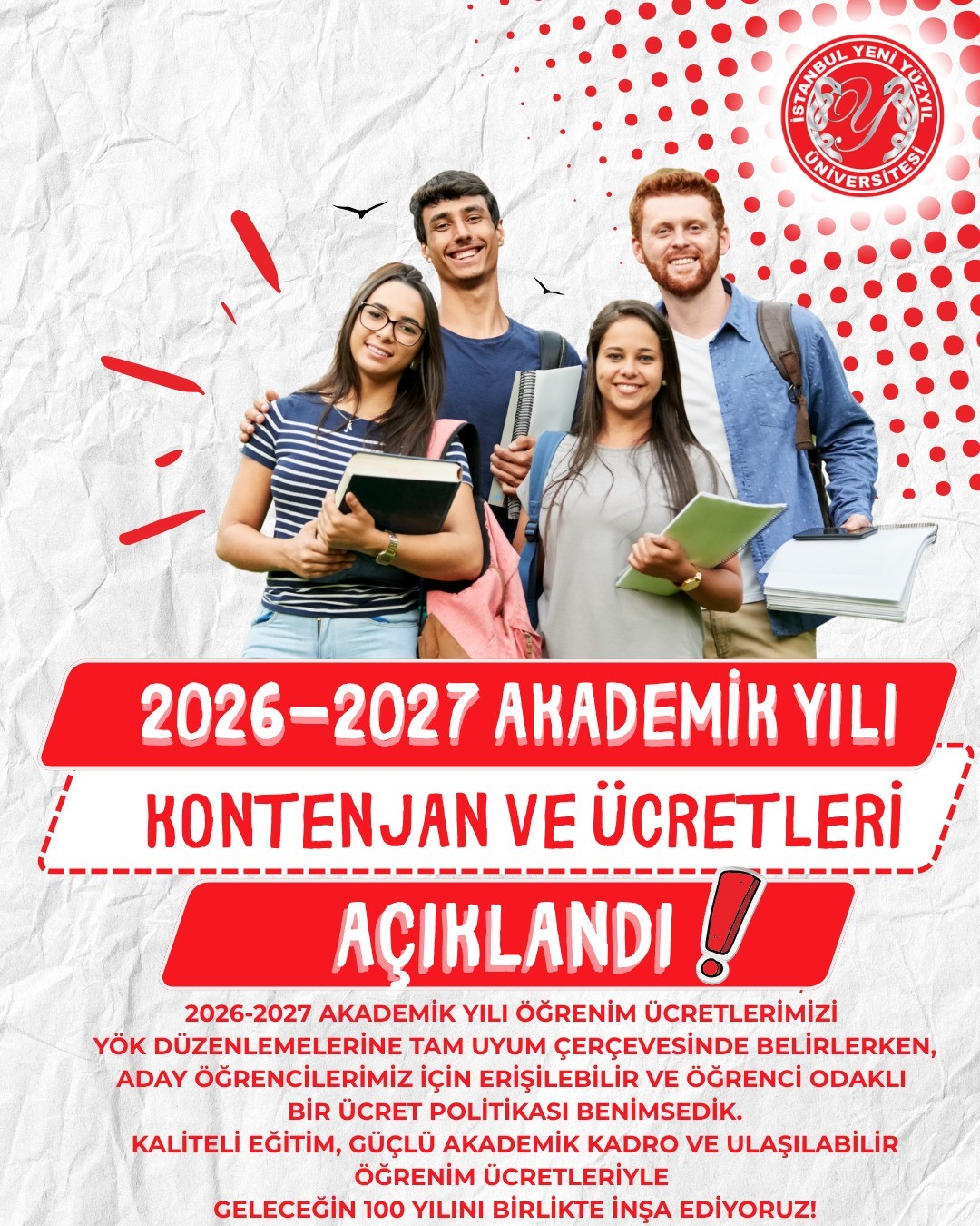 istanbul-yeni-yuzyil-universitesi-2026-2027-ogrenim-ucretlerini-acikladi