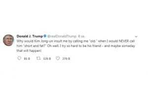 Trump’tan Kuzey Kore Liderine: “Ben Ona ’Kısa Ve Şişman’ Dedim Mi Hiç?