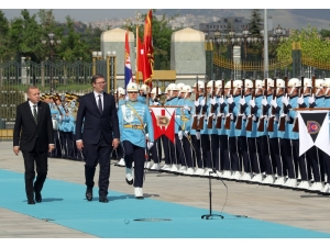 Cumhurbaşkanı Erdoğan, Sırbistan Cumhurbaşkanı Vuçiç’i Karşıladı