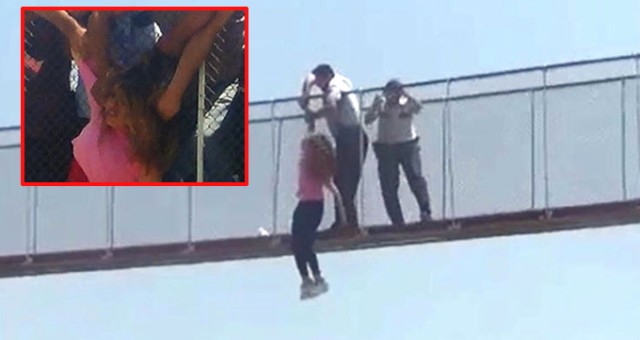 Eşiyle Kavga Ettiği İçin Köprüden Atlayan Genç Kadını Polis, Havada Yakaladı