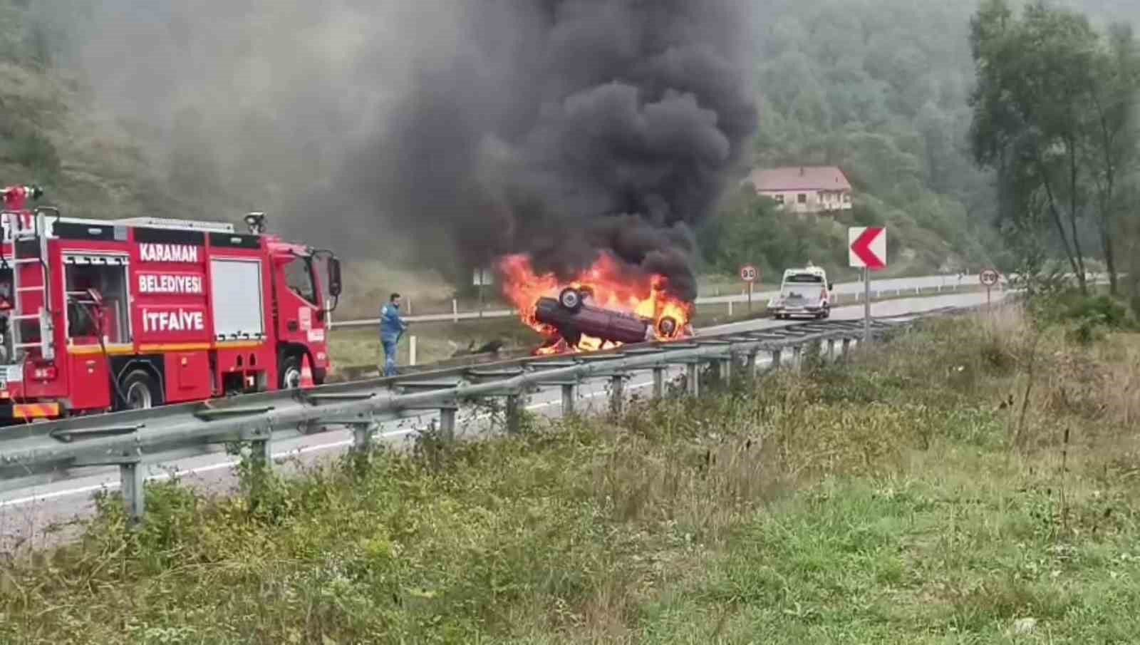zonguldak-ta-takla-atan-otomobil-alevlere-teslim-oldu-1-yarali