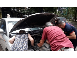 Otomobilin Motor Kısmına Giren Kedi Herkesi Seferber Etti