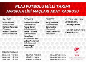 Plaj Futbolu Milli Takımı’nın Kadrosu Belli Oldu