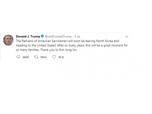 Trump Kim’e Teşekkür Etti