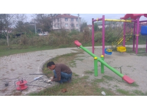 Düzce’de Parklarda Bakım Çalışması Yapılıyor