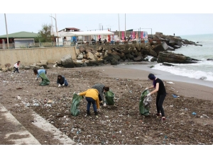Üniversite Öğrencileri Sahili Temizledi