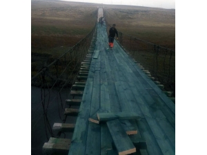 Akyaka’daki Asma Köprü Tadilata Alındı