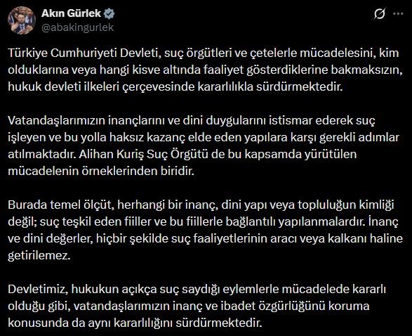 bakan-gurlek-inanc-ve-dini-degerler-hicbir-sekilde-suc-faaliyetlerinin-araci-veya-kalkani-haline-getirilemez