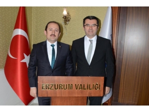 Vali Pehlivan, Erzurum Valisi Memiş’i Ziyaret Etti
