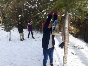 Minik Öğrenciler Kuşlar İçin Yem Bıraktı
