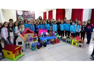 Öğrenciler, Topladıkları Atık Maddelerden Sokak Hayvanlarına Barınak Yaptı