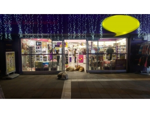 Sokak Köpekleri Isınmak İçin Dükkan Kapısını Mesken Tuttu