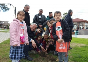 İsmet Akın Çocuklarla Birlikte Fidan Dikti