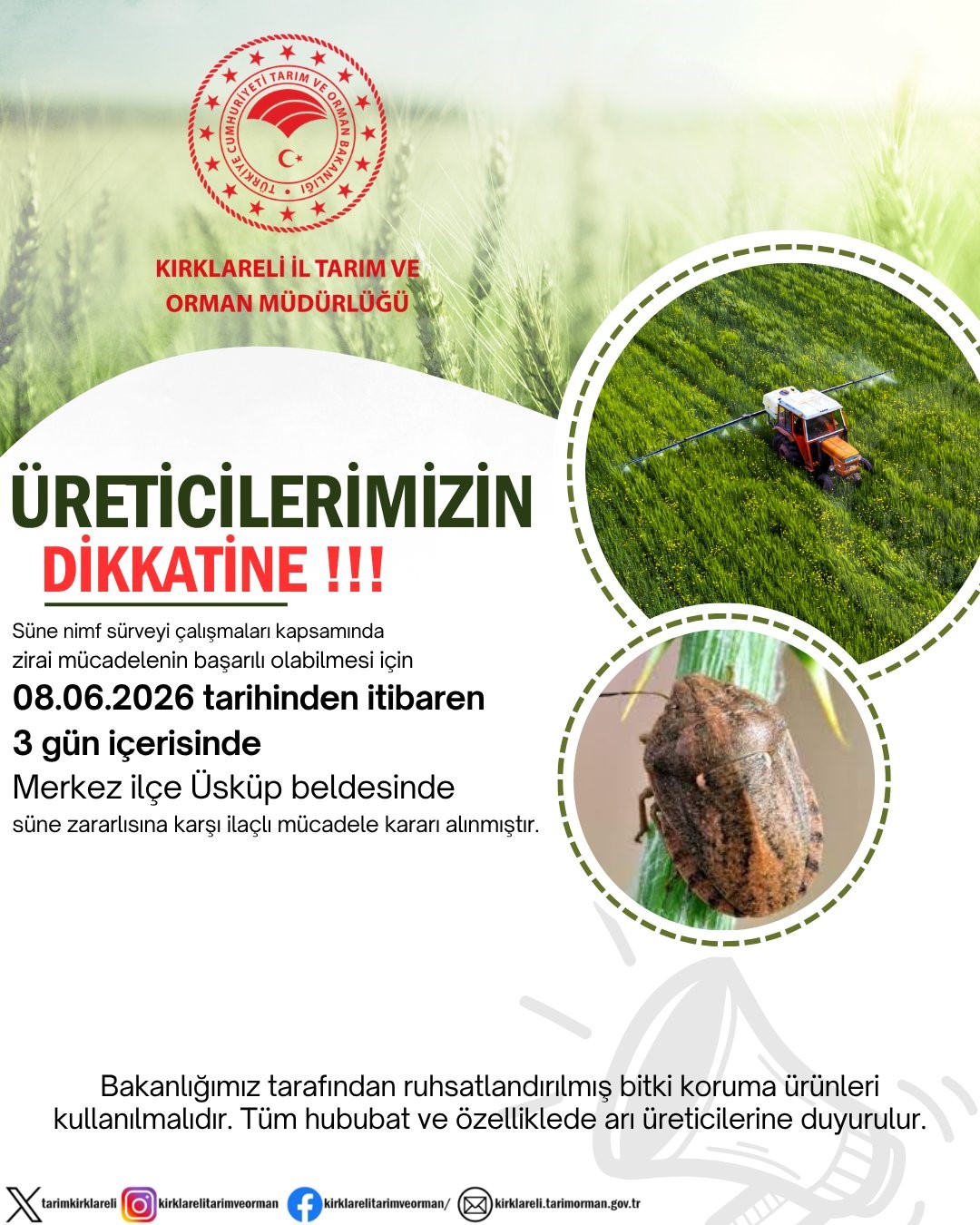 kirklareli-nde-sune-alarmi-ureticilere-3-gunluk-ilaclama-cagrisinda-bulunuldu