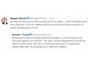 Meghan Mccain’den Trump’a: “Kimse Babamı Sevdiği Kadar Trump’ı Sevmeyecek”