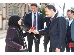 Baydilli Esnafa Karanfil Dağıttı