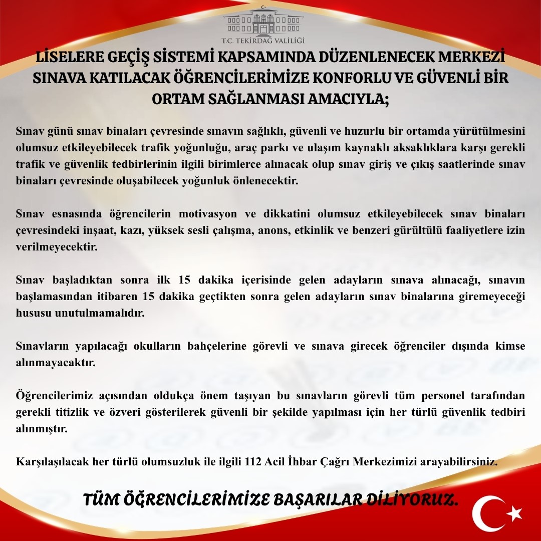 tekirdag-valiligi-duyurdu-sinav-saatlerinde-gurultulu-faaliyetlere-yasak