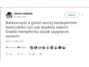 Sinan Vardar’dan Taraftara Yanıt