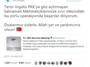 Cumhurbaşkanı Erdoğan’dan "Pençe" Harekatı Mesajı
