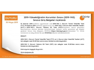 Yks’ye Girecek Adayların Sınav Yerleri Belli Oldu