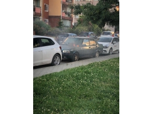 Park Halindeki Araçta Çıkan Yangın Korkuttu