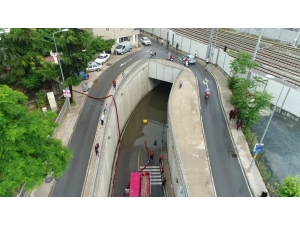 Pendik’te Su Basan Alt Geçit Havadan Görüntülendi