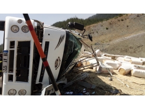 Freni Boşalan Kamyon Yan Yattı