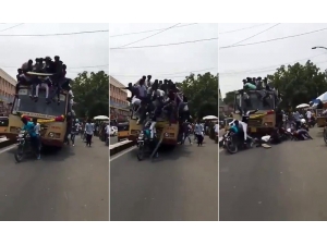 Fren Yapan Otobüsün Üzerinden Yola Savruldular