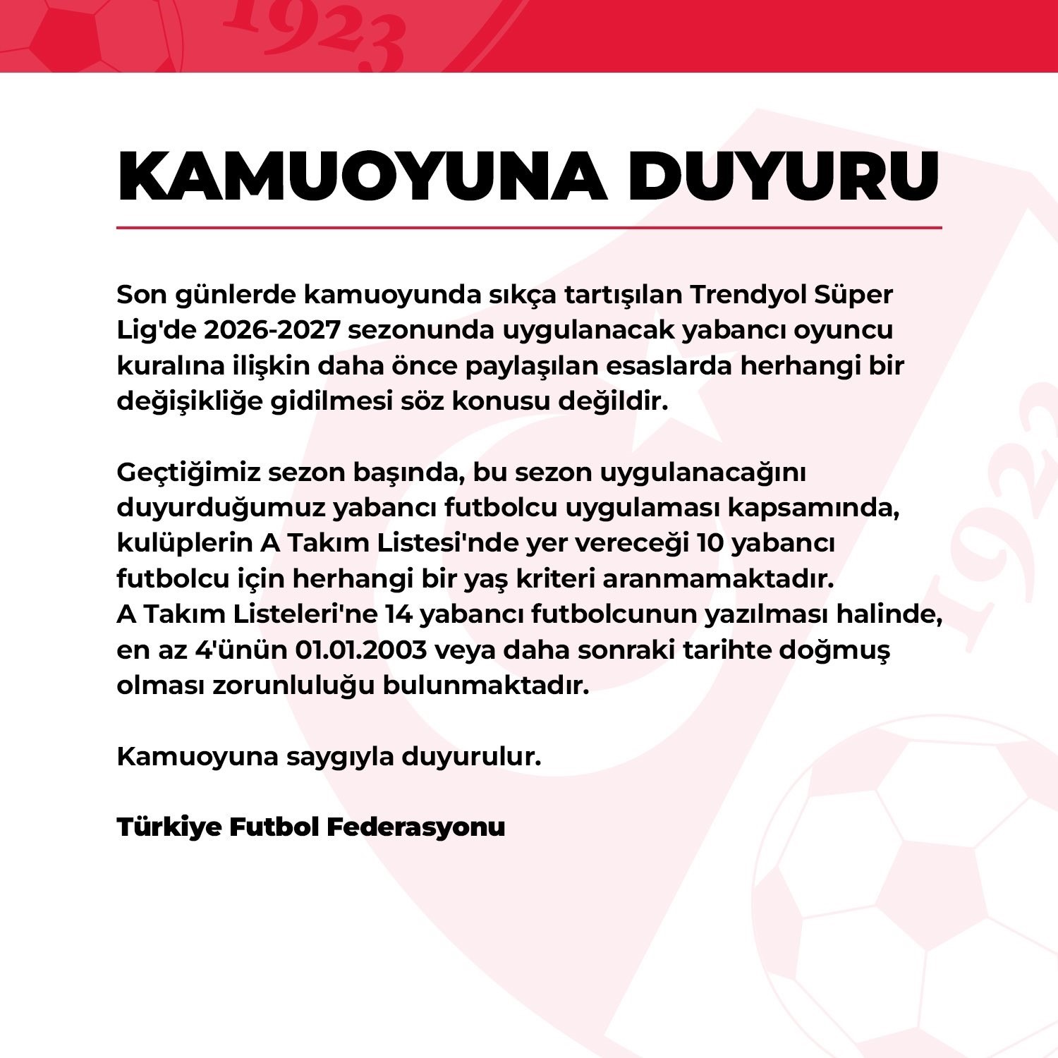 tff-yeni-sezonda-yabanci-kuralinda-degisiklik-yapilmayacagini-acikladi